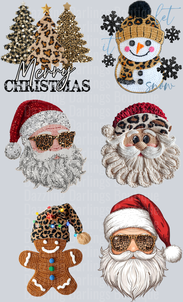 MANY FACES OF SANTA PREMADE GANG SHEET 22X36
