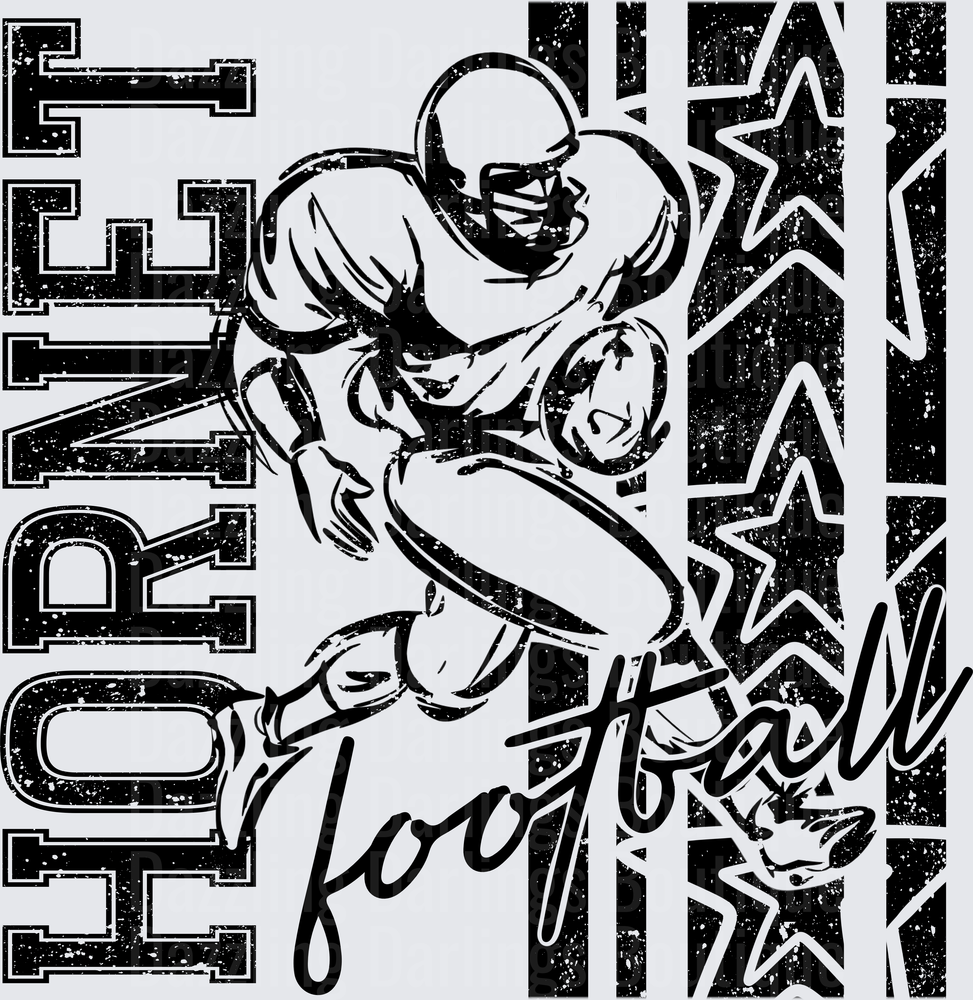 Hornets Football Player Grunge Stars Vintage Bold Graphic