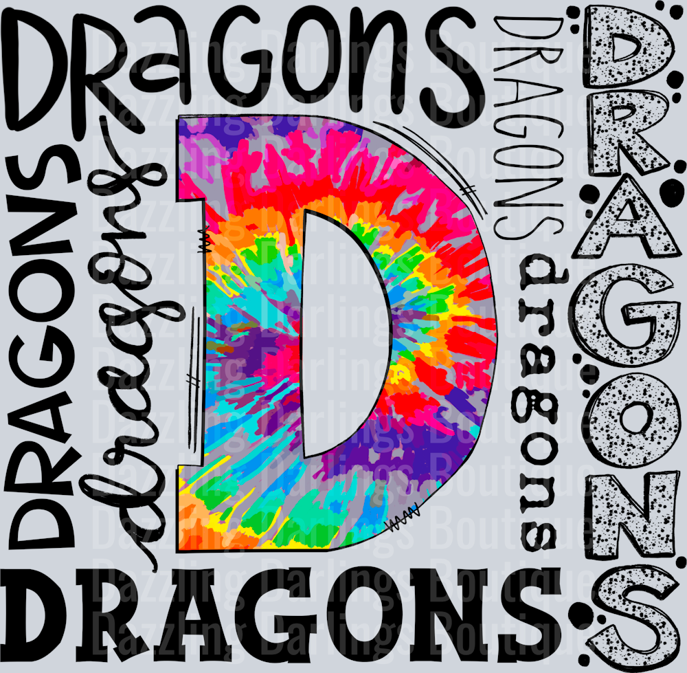 PICKENS DRAGONS DTF TRANSFER TIE-DYE COLLAGE