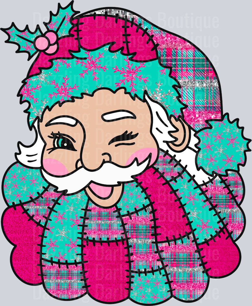 Teal Pink Santa