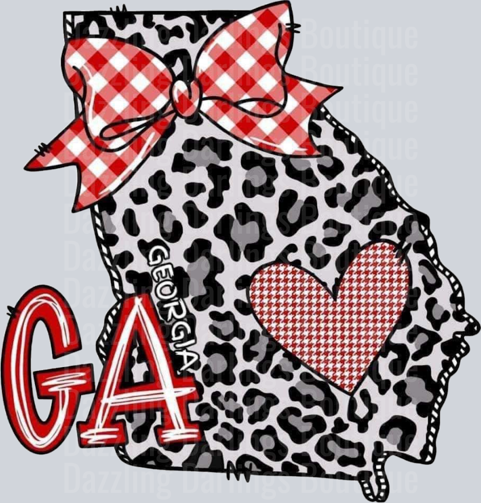 Geogia State with Leopard and Red Dot Bow