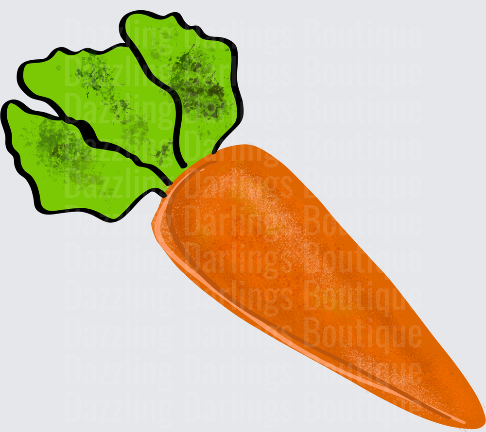 Orange Carrot with Green Leafy Top Vegetable Design