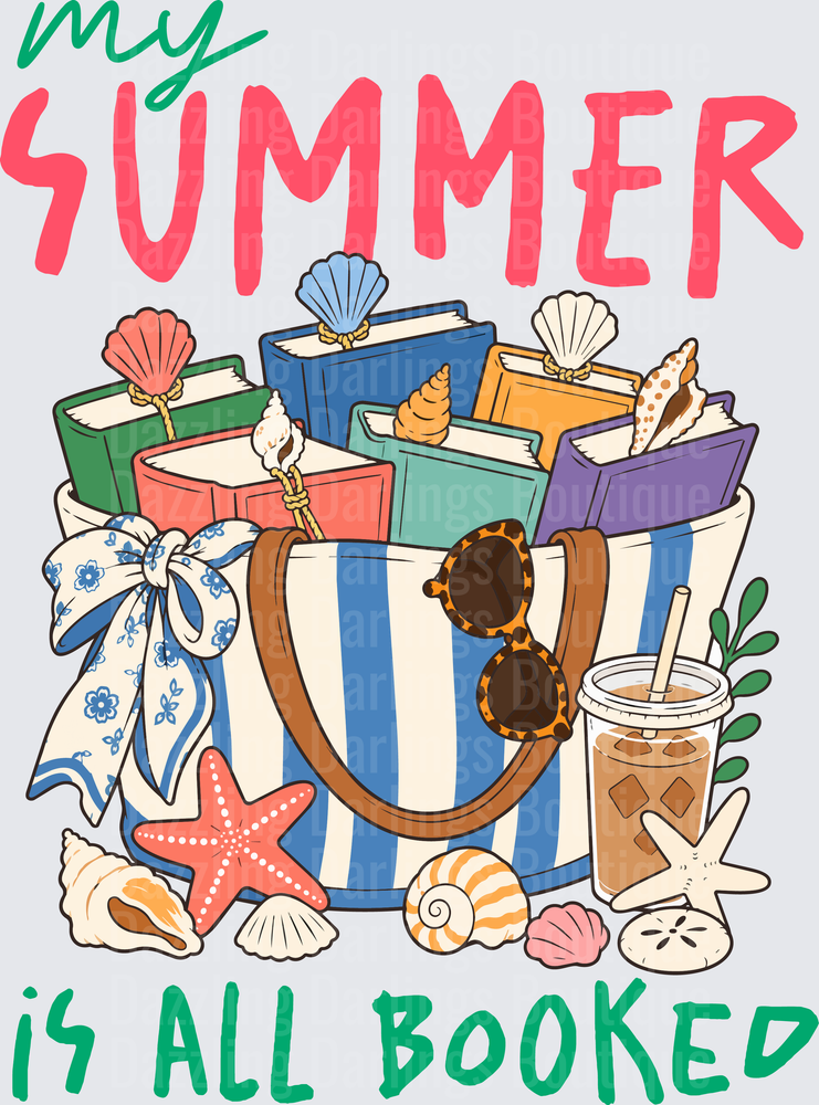My Summer Is All Booked Beach Tote Books Seashells Design