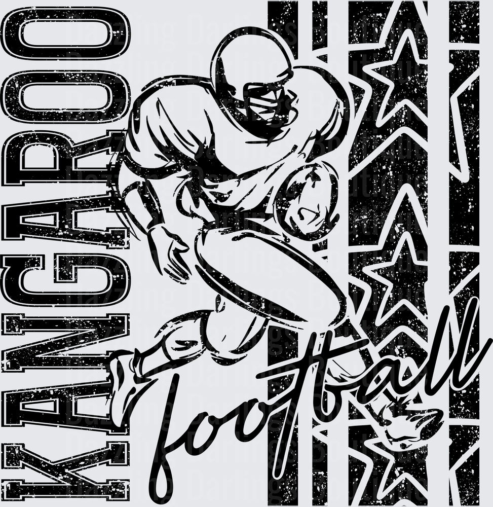 Kangaroo Football Player Running Back Grunge Stars Design