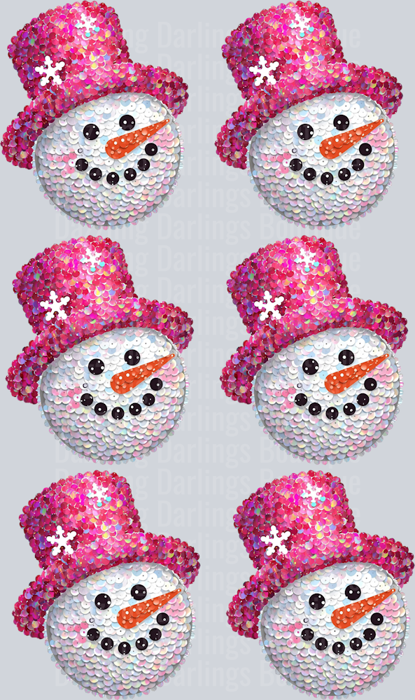 Pink Glitter Snowman Christmas Premade Gang Sheet