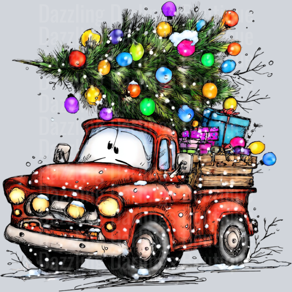 Hand-drawn Christmas Truck