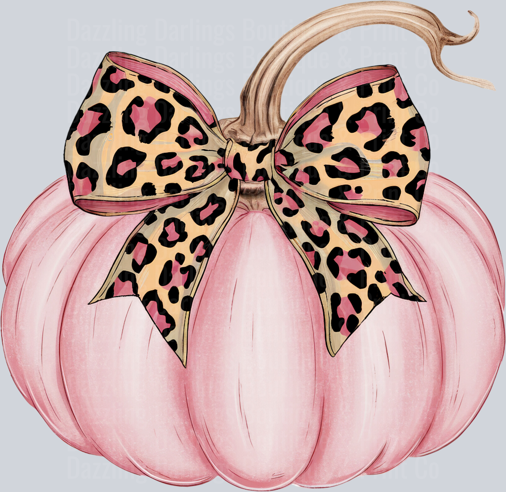 Halloween Fall Pumpkin Pink With Leopard Bow