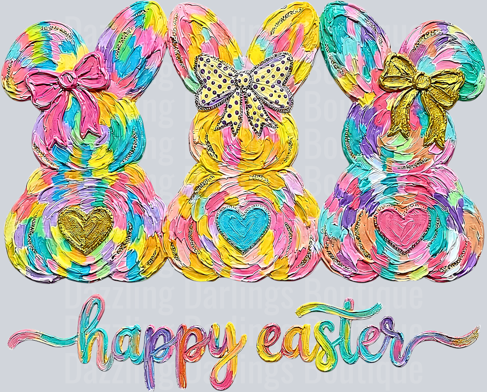 HAPPY EASTER BUNNY TRIO BRUSHSTROKE