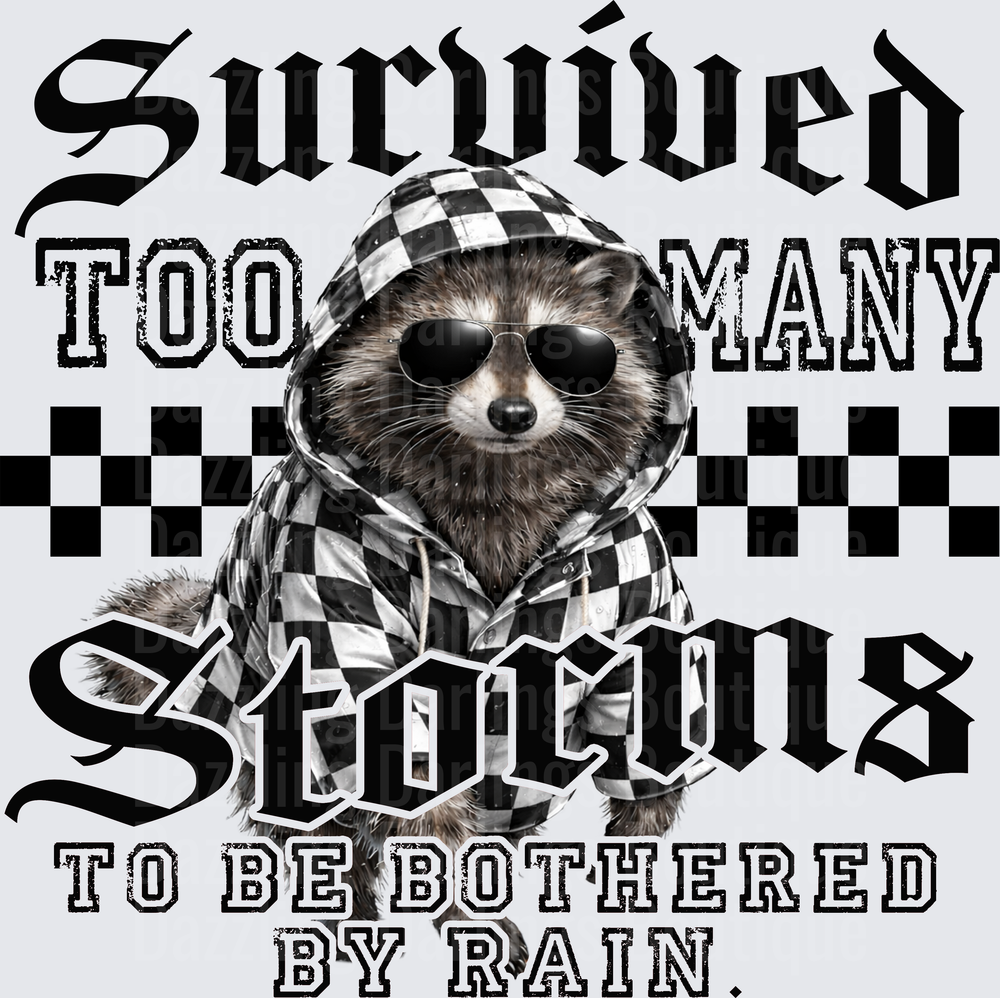 Sloth in Checkered Hoodie Sunglasses Survived Too Many Sloths to Be Bothered by Rain