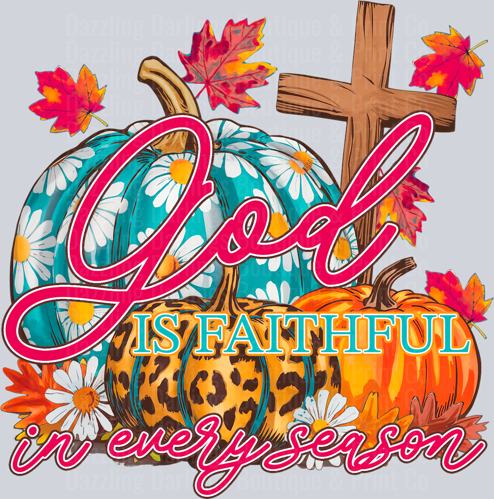 HALLOWEEN FALL PUMPKIN DTF TRANSFER GOD IS FAITHFUL