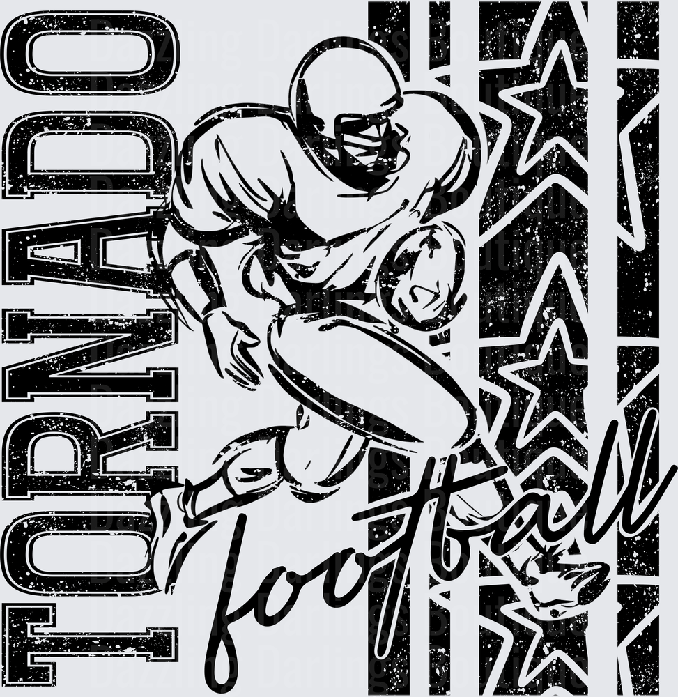 Tornado Football Player Running Back Stars Grunge Design