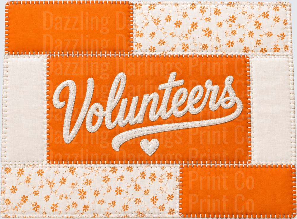 Volunteers Patchwork Quilt Script Heart Design