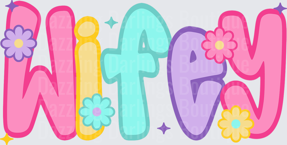 Colorful Nifty Text with Flowers and Stars