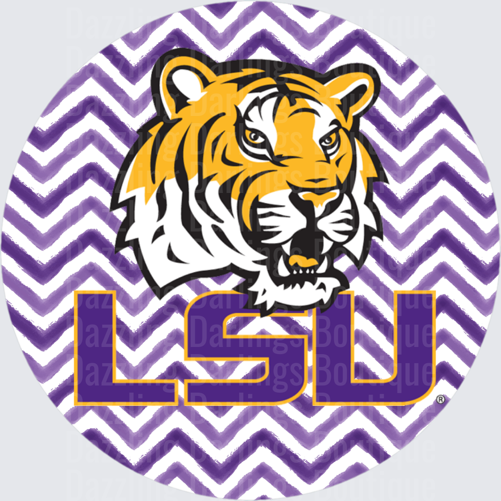 LSU Tigers Logo Circle Chevron Purple Gold Round Design