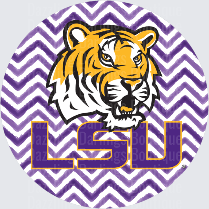 LSU Tigers Logo Circle Chevron Purple Gold Round Design