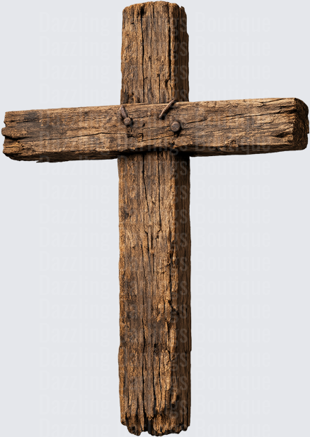 Rustic Weathered Wooden Cross with Metal Hardware