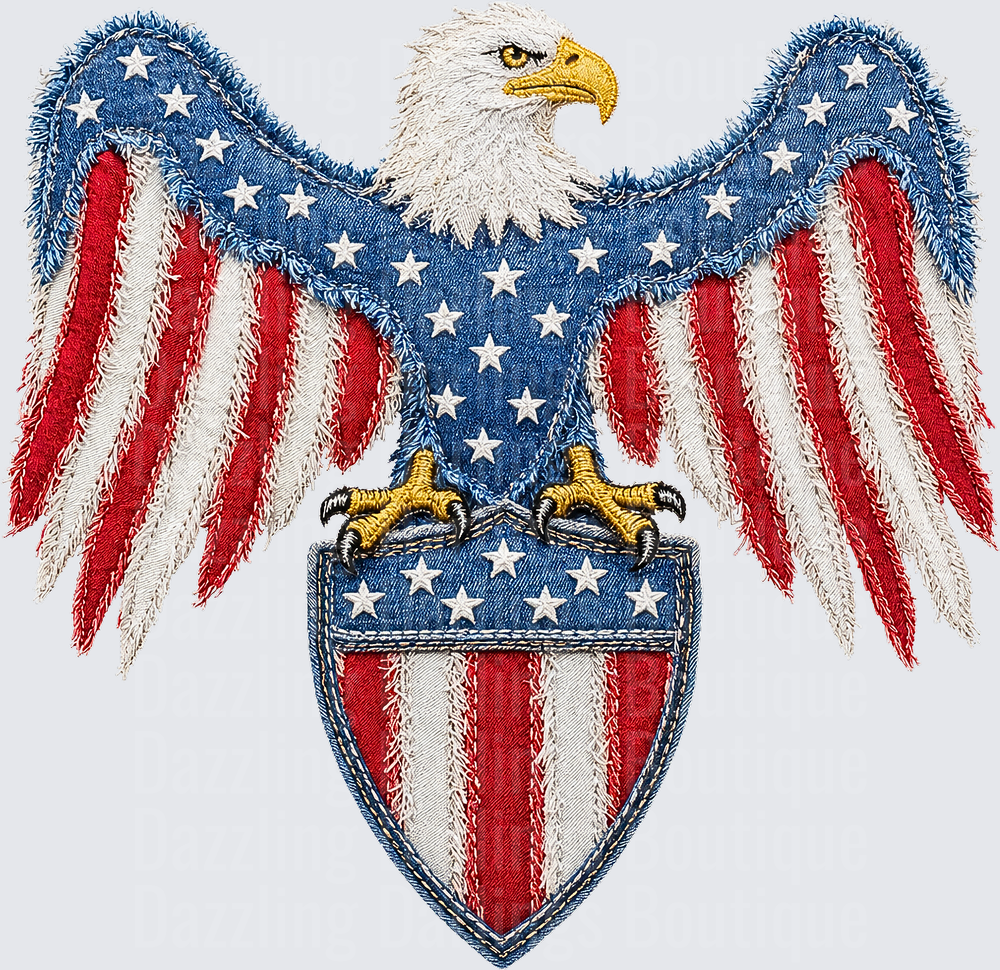 Patriotic Bald Eagle with American Flag Wings and Shield