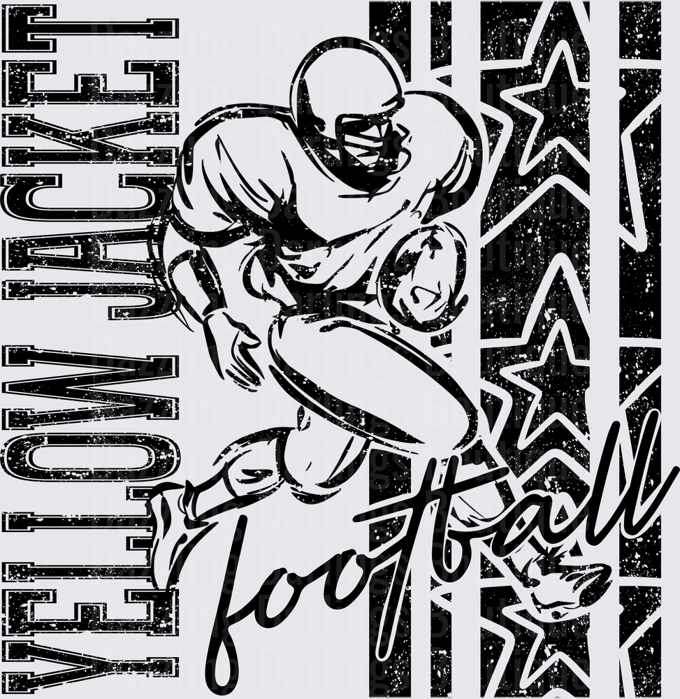 Yellow Jacket Football Player Grunge Stars Stripes Graphic