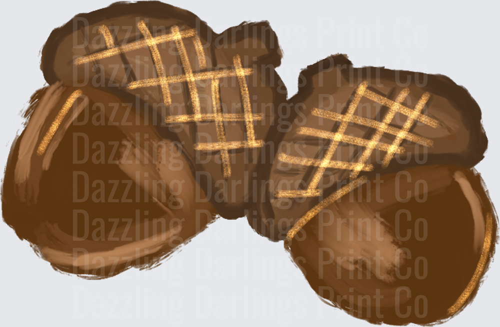 Watercolor Acorn Cluster Fall Harvest Illustration