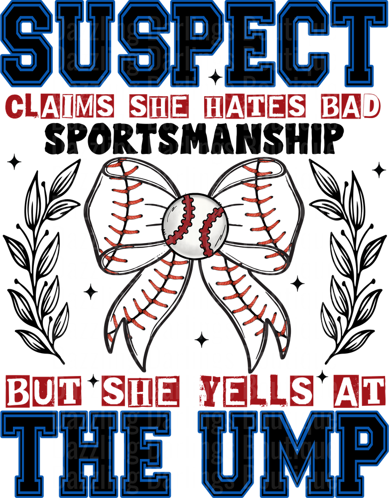 Suspect Claims She Hates Bad Sportsmanship But She Yells At The Ump Baseball Bow Design
