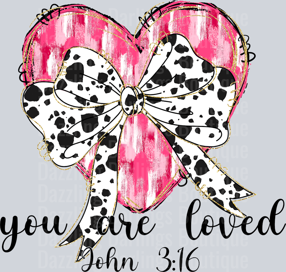 YOU ARE LOVED VALENTINE BRUSHSTROKE HEART COQUETTE BOW