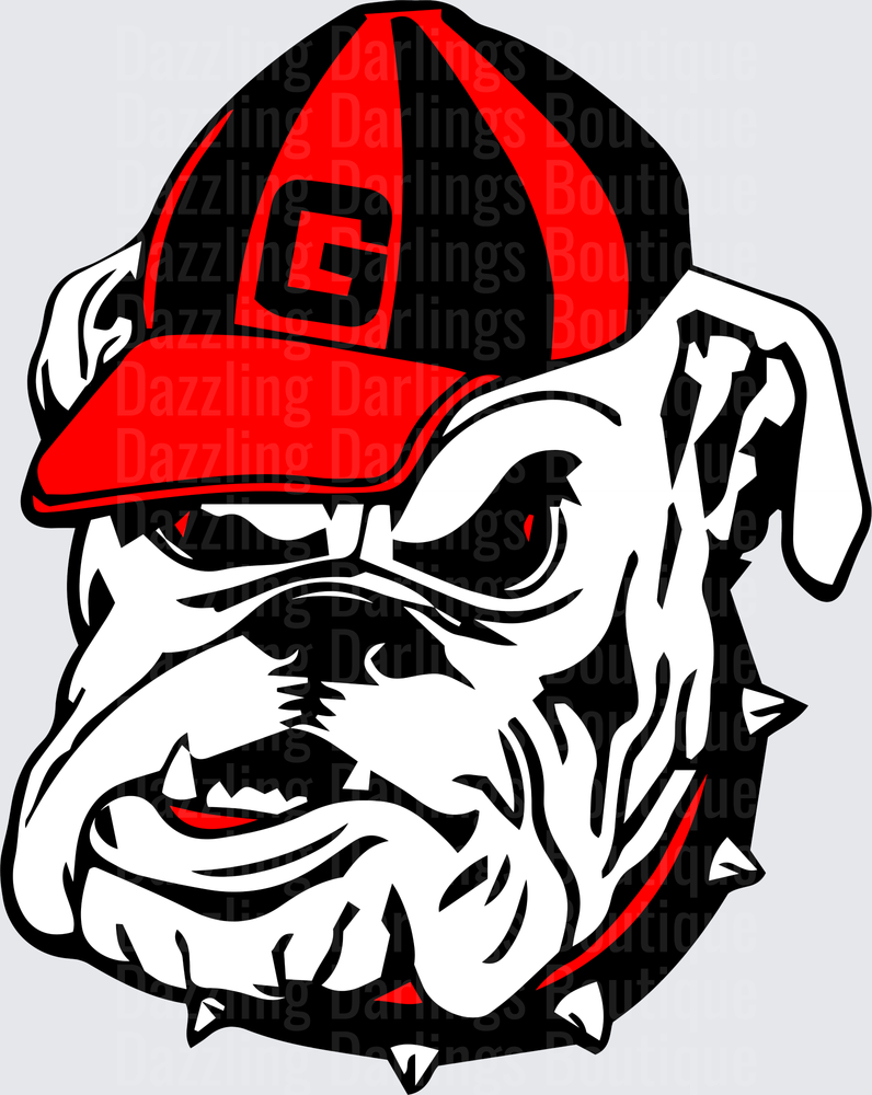 Georgia Bulldogs UGA Mascot Head Red Black Cap Logo