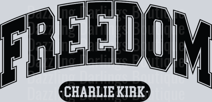 Freedom Charlie Kirk Black Arch Distressed Banner