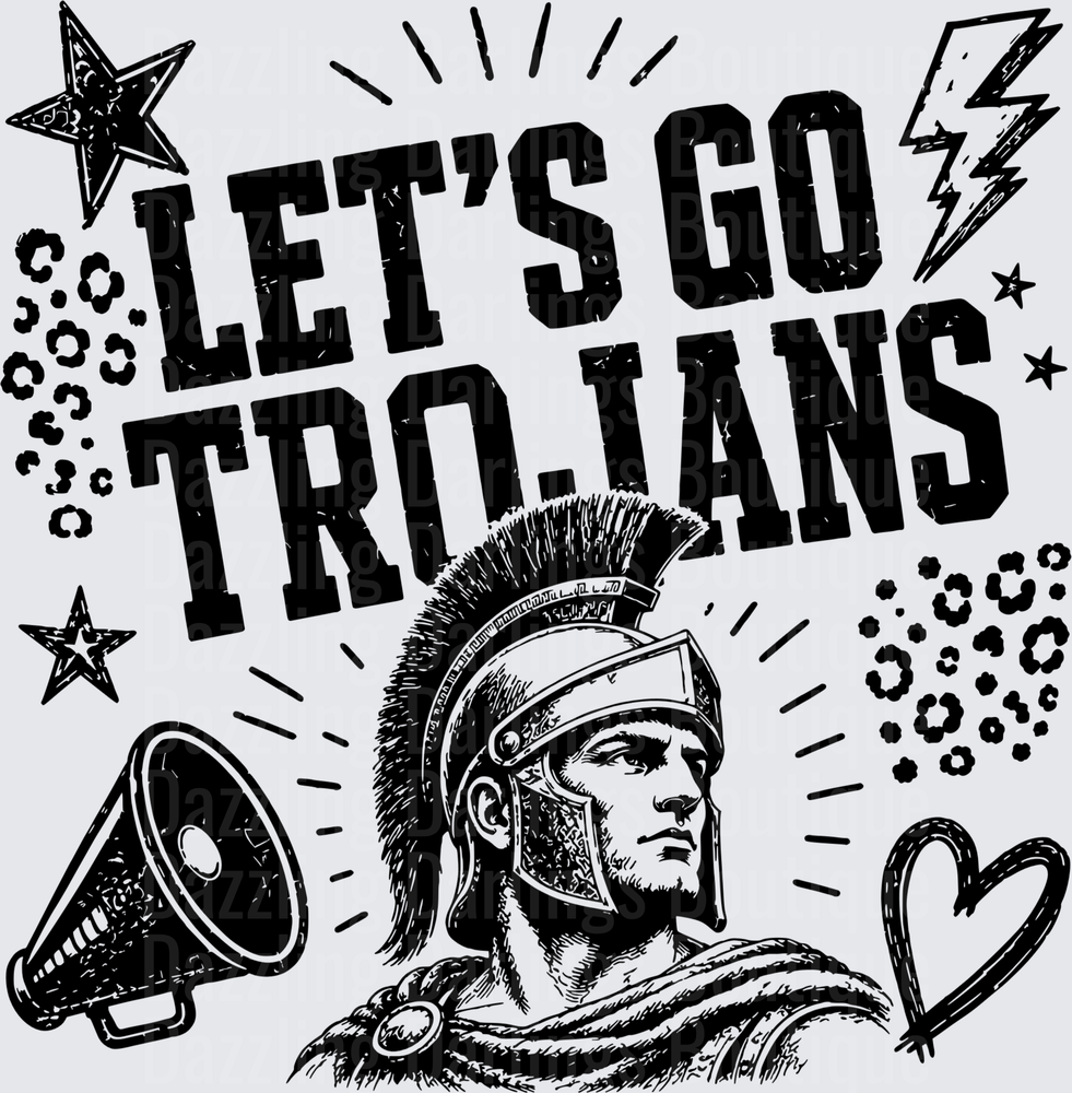 Let's Go Trojans Warrior Mascot Spirit Design
