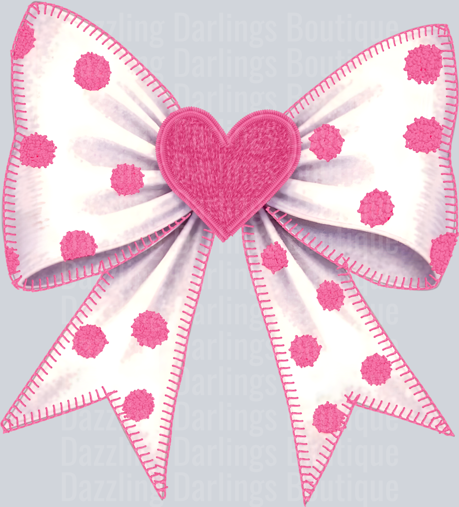 STITCHED HEART COQUETTE BOW VALENTINES DAY