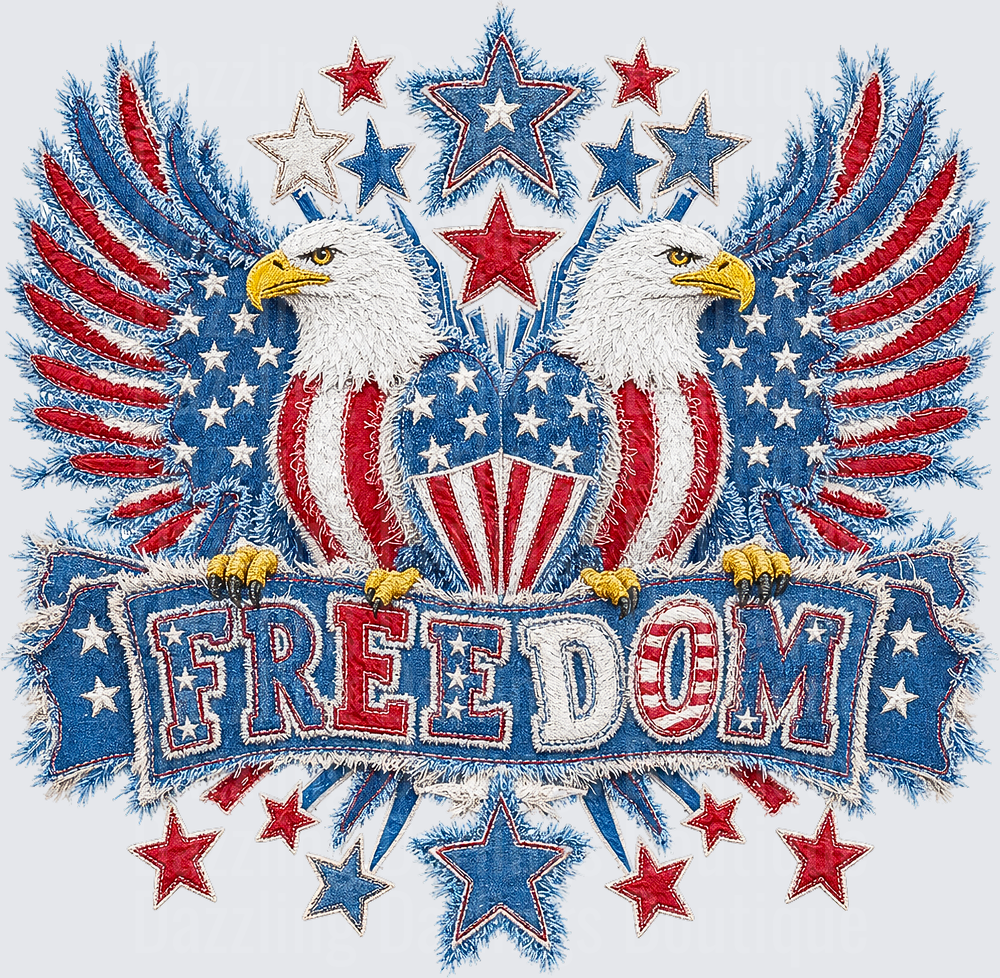 Patriotic Twin Eagles Freedom Banner with Stars and Stripes