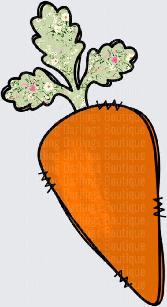 Orange Carrot with Floral Green Leafy Top