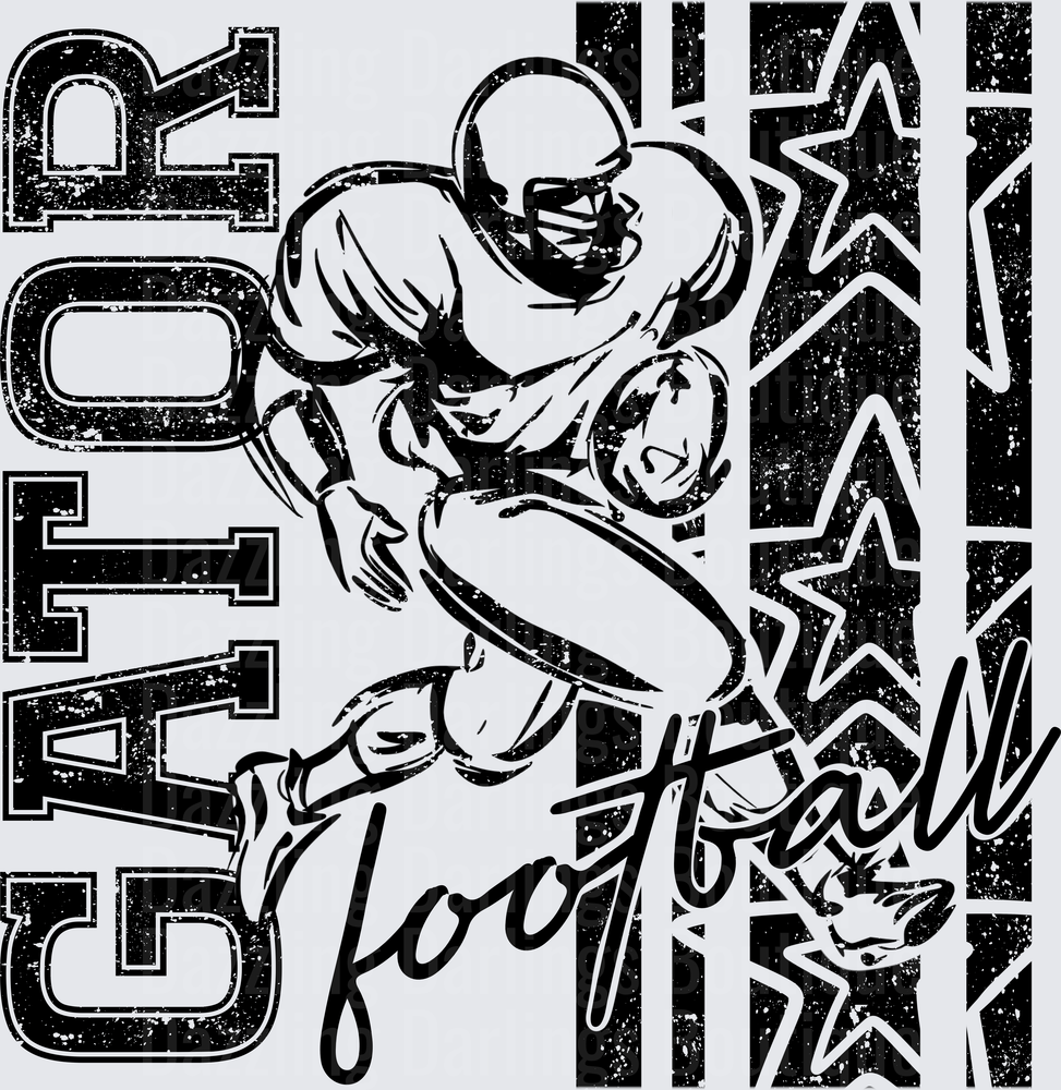 Gator Football Player Running Back Grunge Stars Design