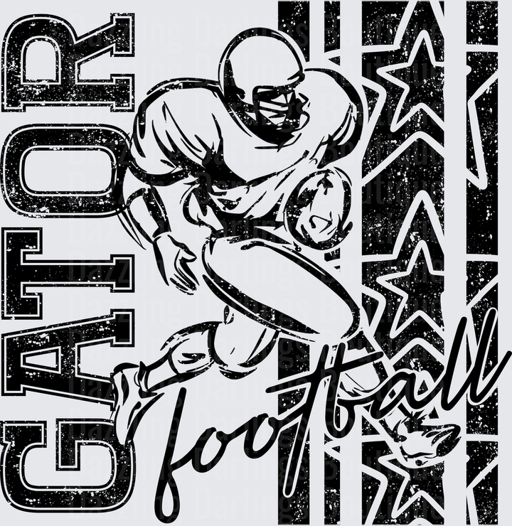 Gator Football Player Running Back Grunge Stars Design