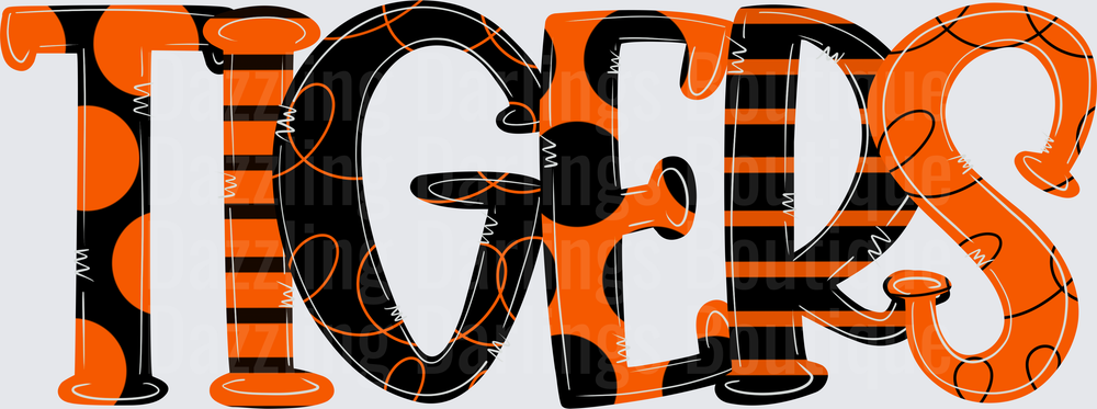 Tigers Bold Patterned Orange Black Stripe Polka Dot Letters