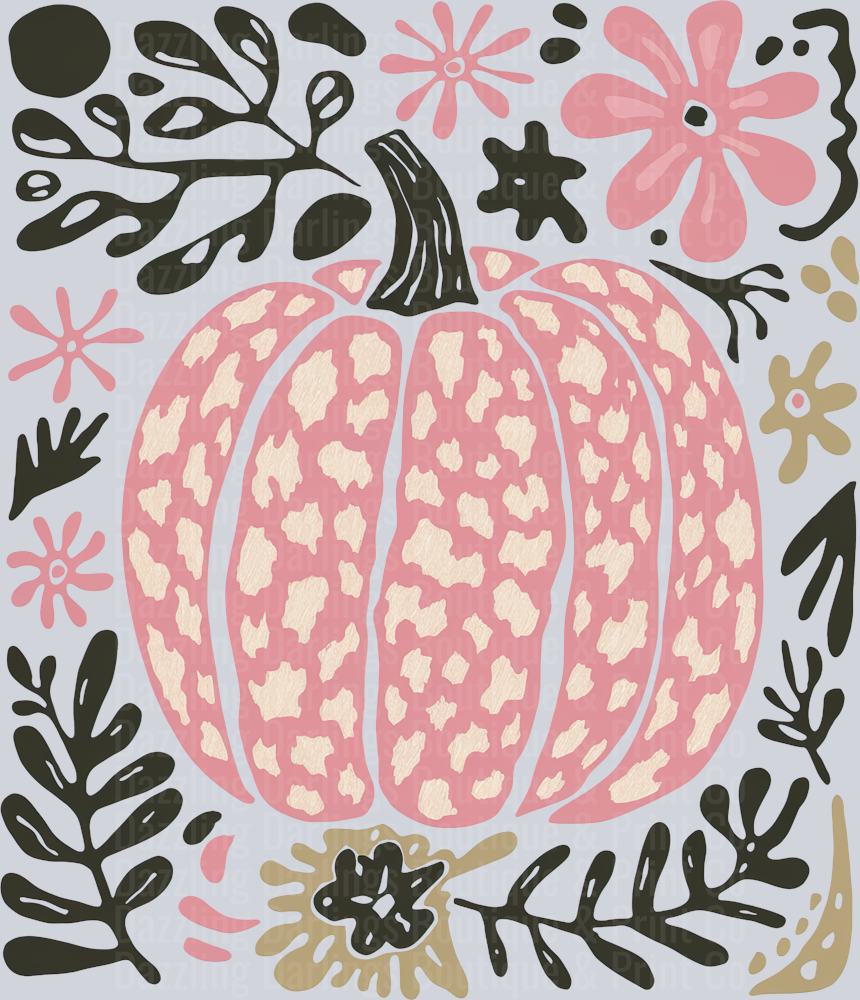 HALLOWEEN FALL DTF TRANSFER LEOPARD PINK PUMPKIN