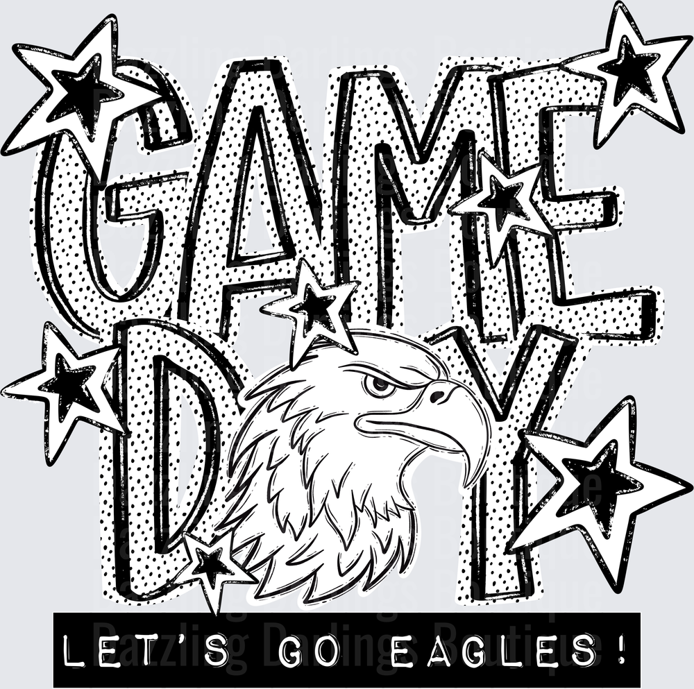 Game Day Let's Go Eagles Bald Eagle Stars Bold Graphic