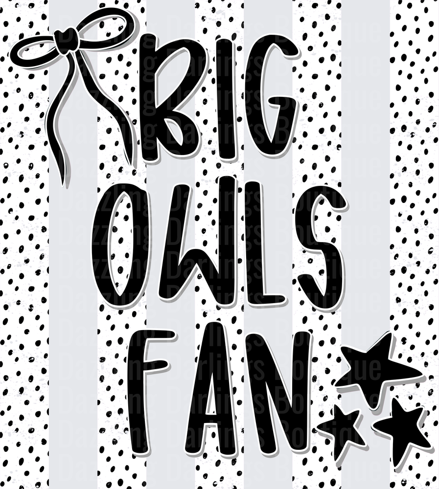 Big Owls Fan Stethoscope Stars Black and White Design