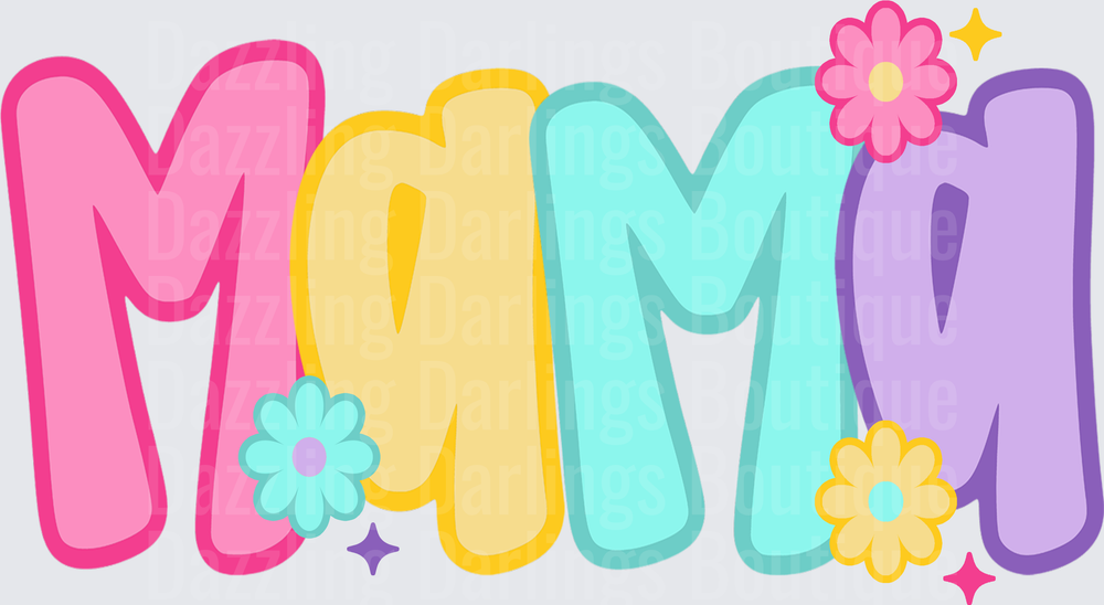 Colorful MAMA Letters with Flowers and Stars