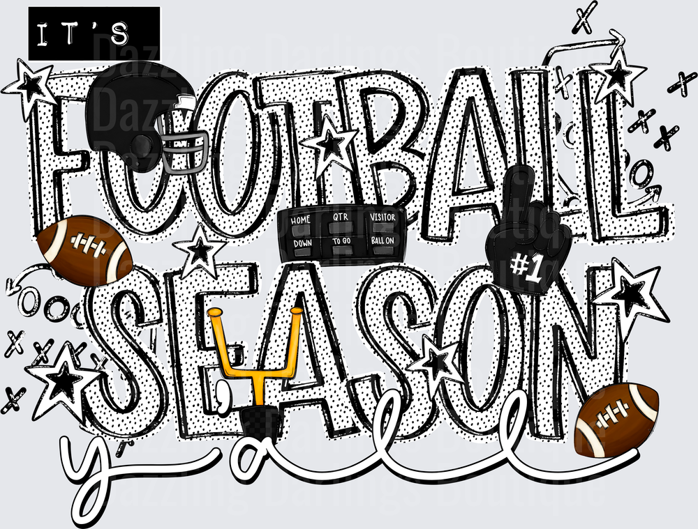 It's Football Season Y'all Doodle Lettering Design