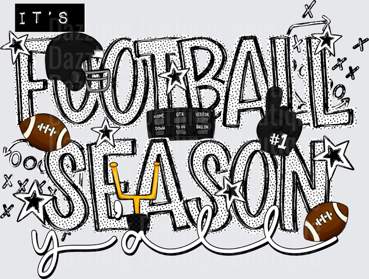 It's Football Season Y'all Doodle Lettering Design