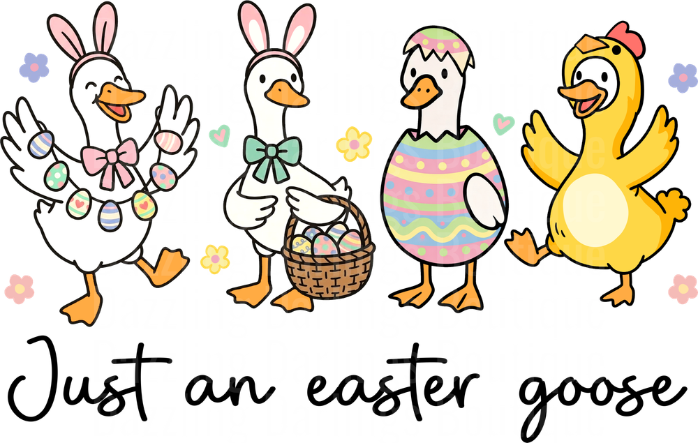 Just An Easter Goose Cute Ducks in Bunny Ears with Eggs