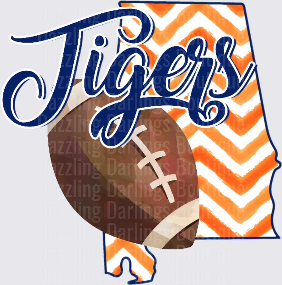Tigers Script Alabama State Orange Chevron Football