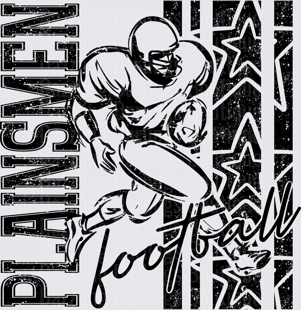 Plainsmen Football Player Running Back Stars Grunge Design