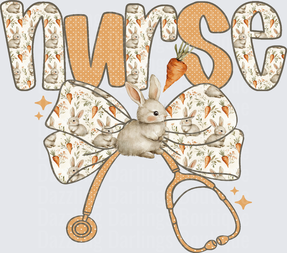Nurse Bunny Rabbit with Stethoscope and Carrot Medical Design