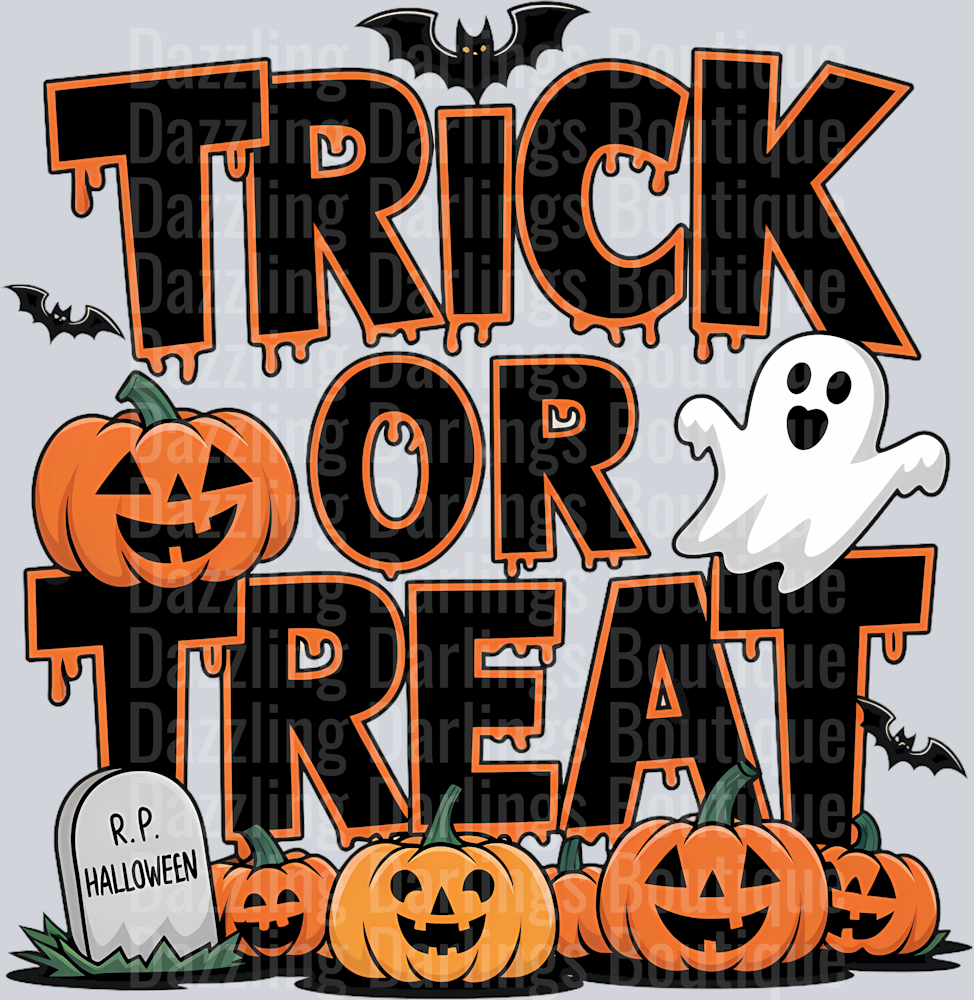 HALLOWEEN FALL DTF TRANSFER TRICK OR TREAT PUMPKIN GHOST