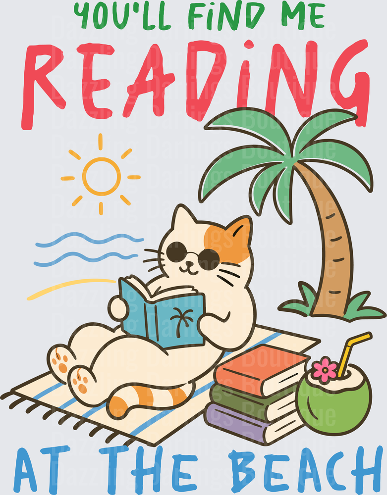You'll Find Me Reading At The Beach Cute Cat Sunglasses