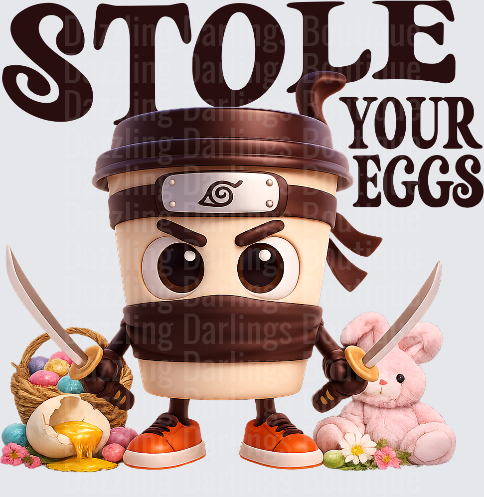 Ninja Coffee Cup Character Stole Your Eggs Easter Design