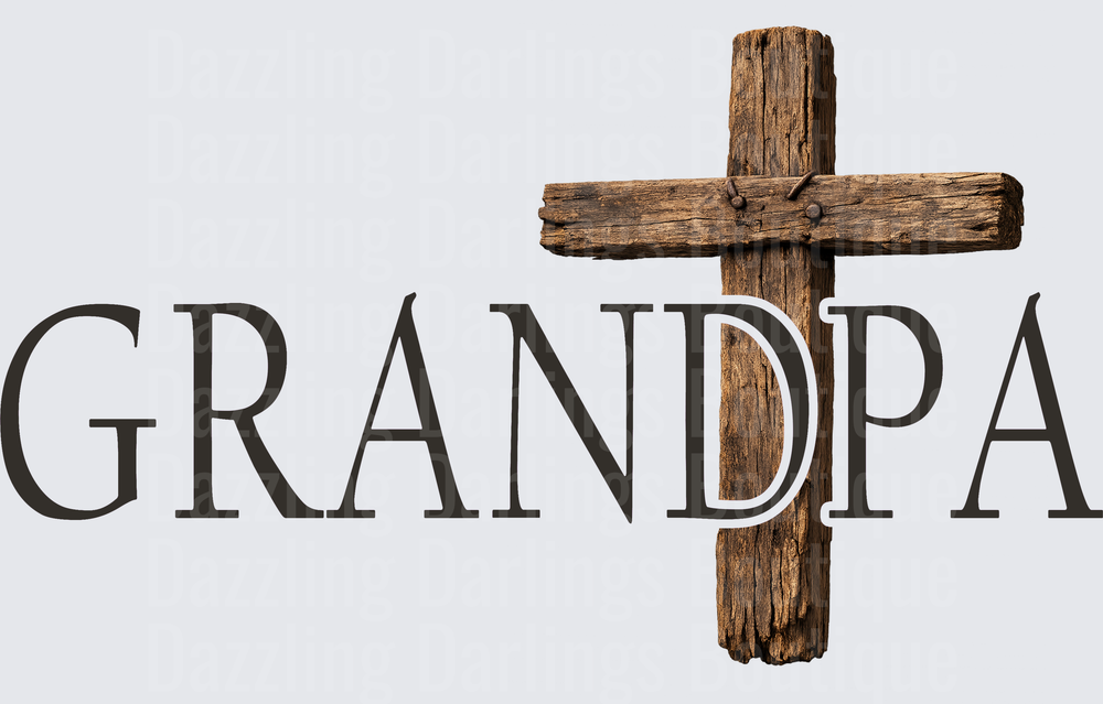 Grandpa Rustic Wooden Cross Christian Faith Design