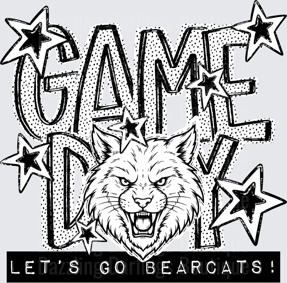 Game Day Let's Go Bearcats Fierce Wildcat Stars Design