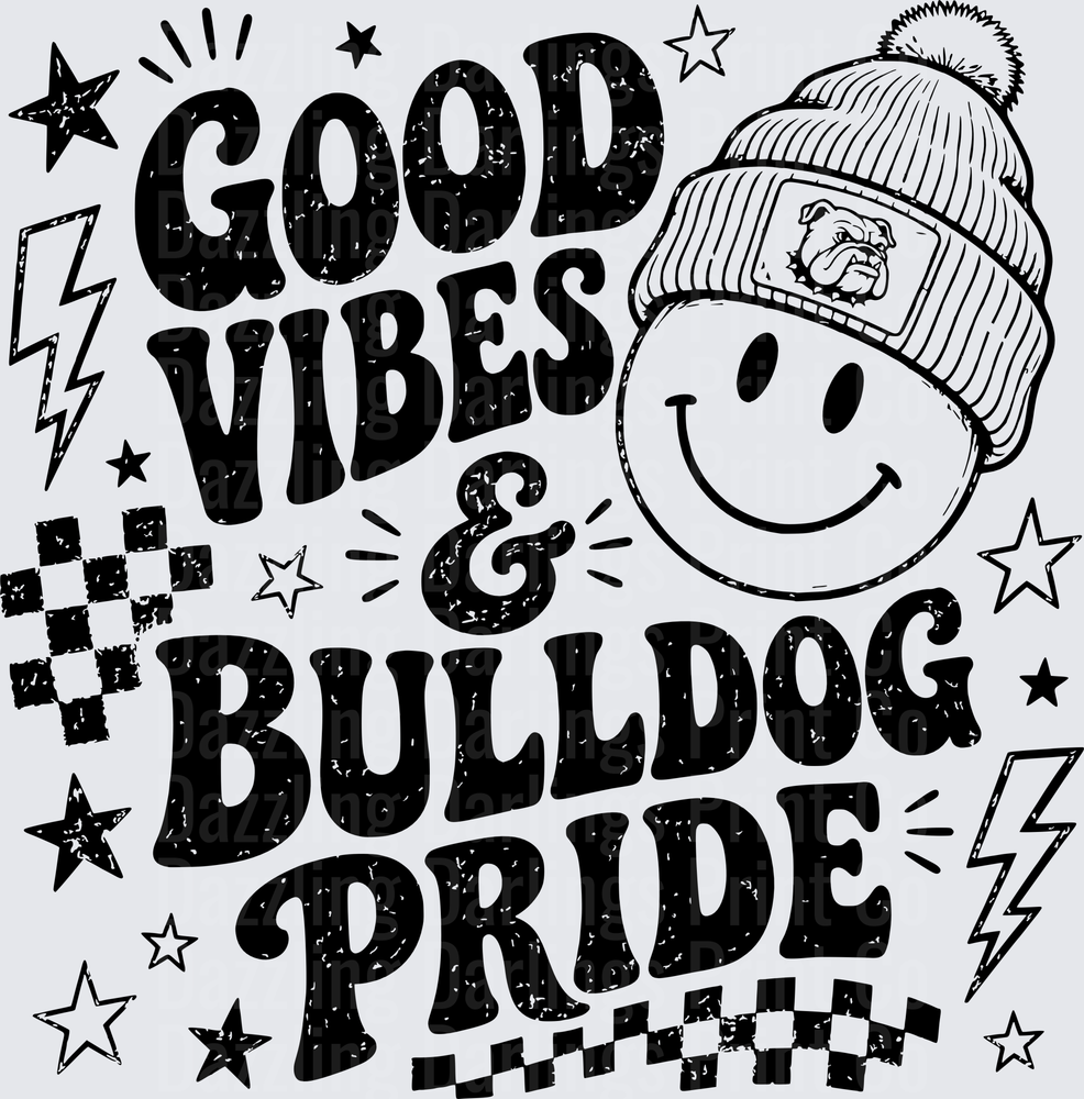 Good Vibes & Bulldog Pride Smiley Face Beanie Hat